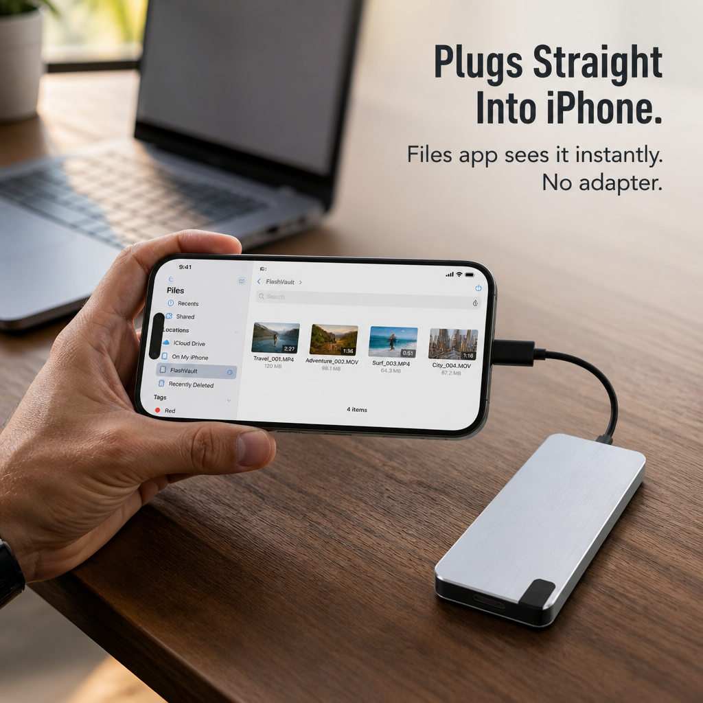 FlashVault™ — Free Your Phone From "Storage Almost Full" Forever | Plug-and-Play 500GB