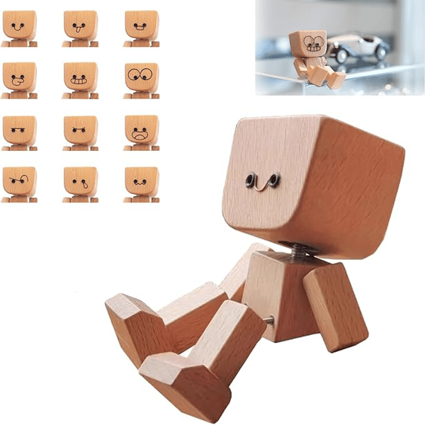 Arvilaro SwayMate Handcrafted Wooden Motion Figure with Magnetic Faces
