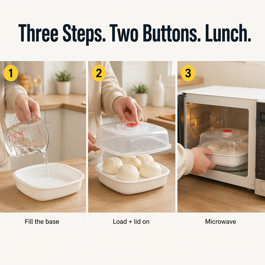 Microwave Steamer for Dumplings and Vegetables