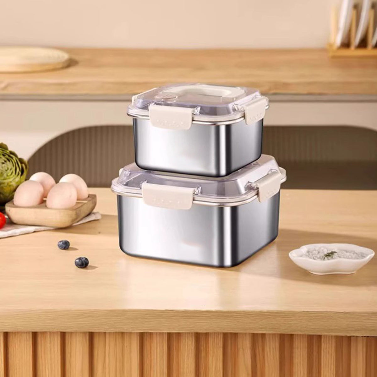 Food Storage Container in Stainless Steel with Airtight Seal