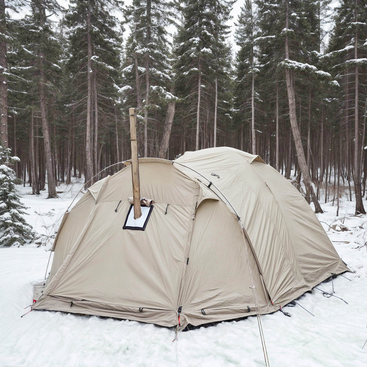 Family Camping Tent for All Seasons with Stove Flue Opening