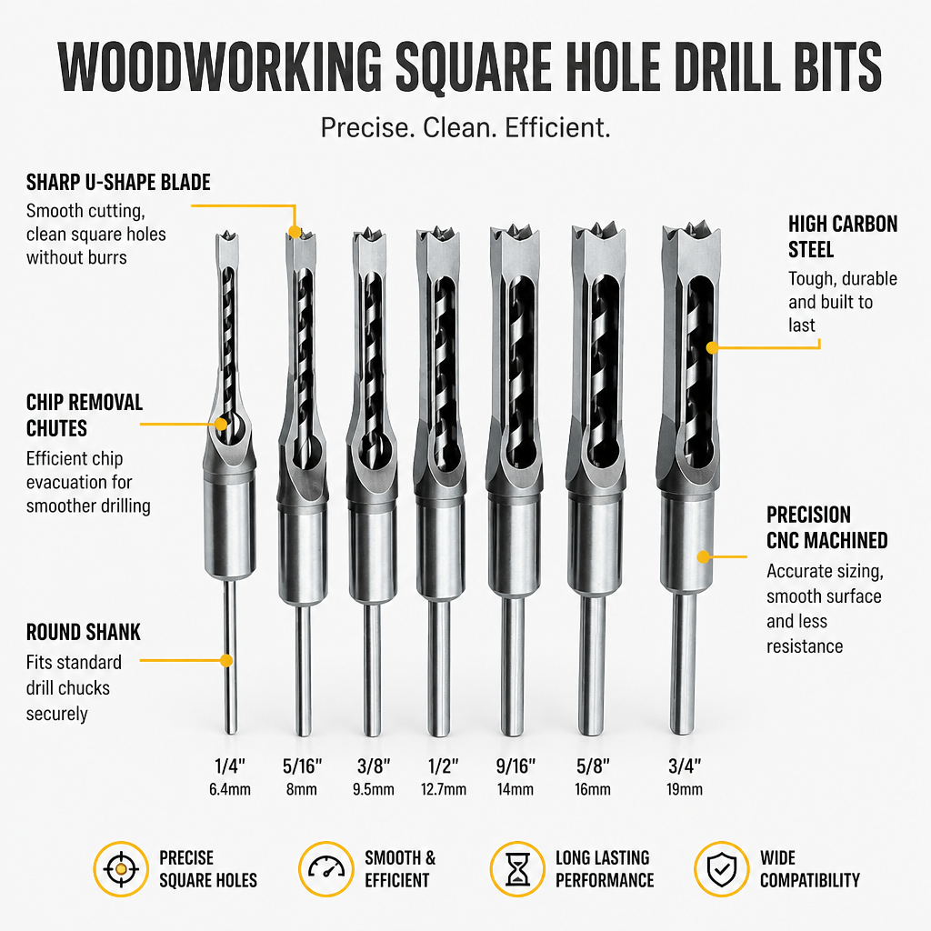 VeroEdge Square Hole Drill Bits — Effortless Precision for Flawless, Proud Craftsmanship