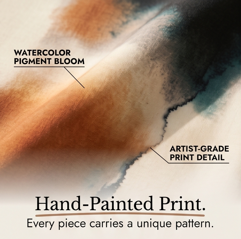 Aterra™ - Artistic Watercolor Tunic and Wide Leg Pants Set