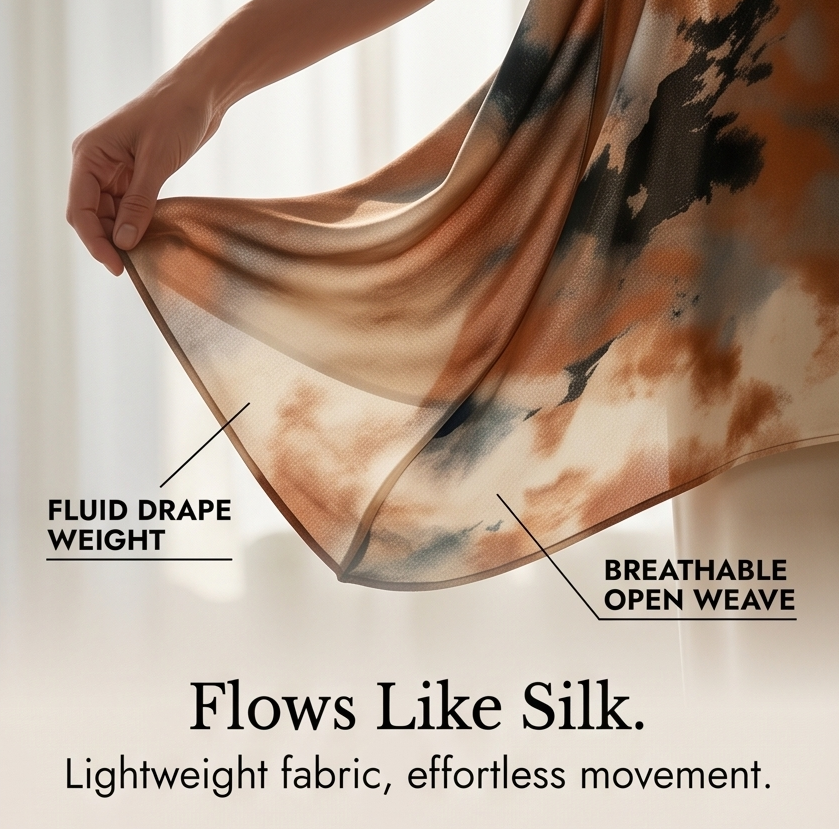 Aterra™ - Artistic Watercolor Tunic and Wide Leg Pants Set