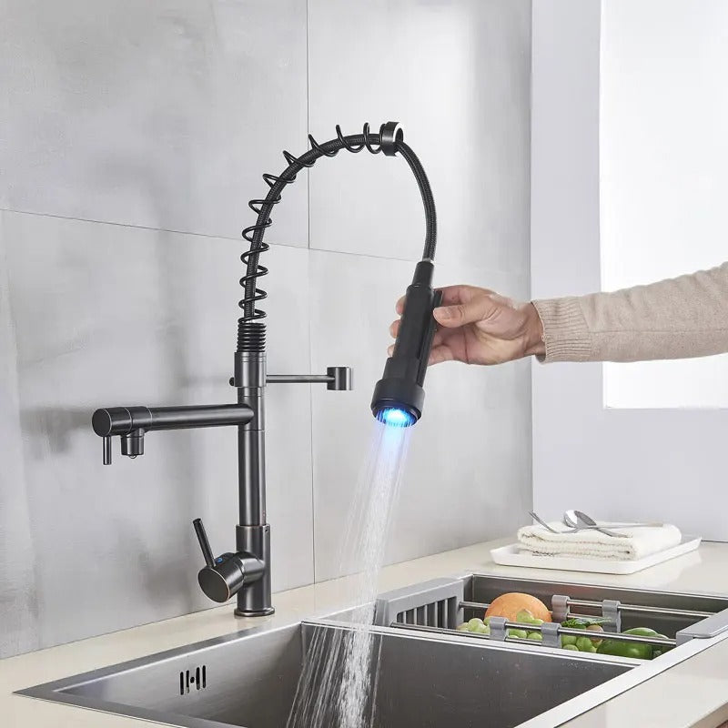 Matte Black Kitchen Faucet with 360-Degree Swivel Design
