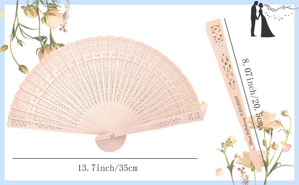 Wedding Fans 50Pcs Personalized Folding Hand Fans Custom Sandalwood Wedding Fans Wedding Favors - Lasercutwraps Shop