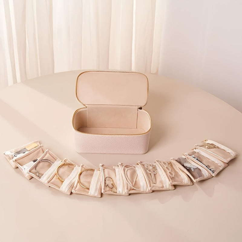 Jewelry Organizer Case | Detachable Velvet Pouch | Display Window | TravelGlam