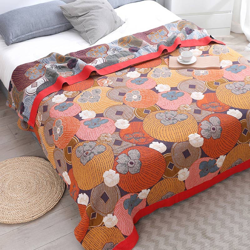 Ownkoti Colorful Persimmon Cotton Gauze Reversible Quilt - image 2