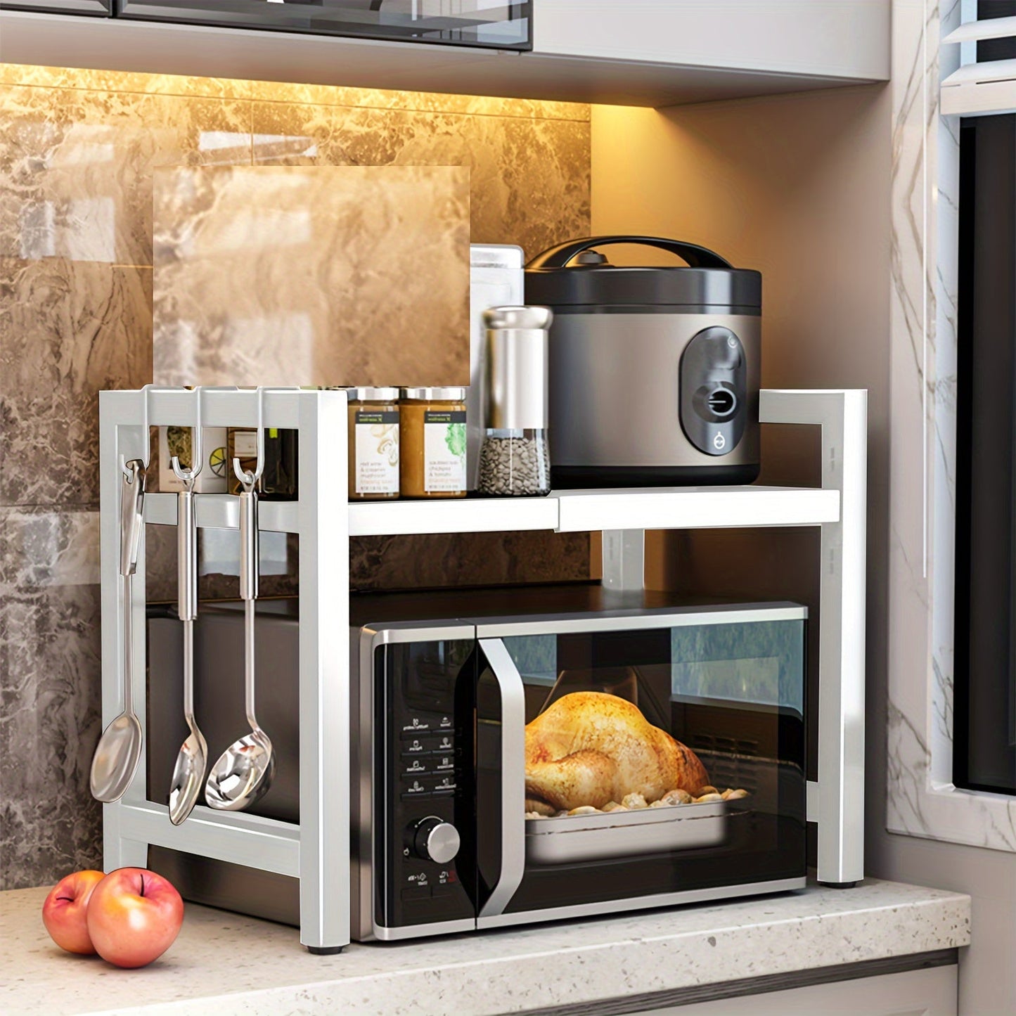 Expandable Microwave Rack with 2 Tiers