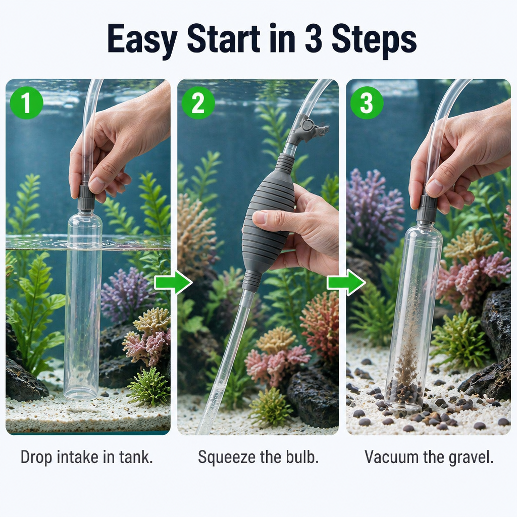 Flexora™ — Vacuum Your Tank in 5 Minutes Without Bending or Mouth-Priming