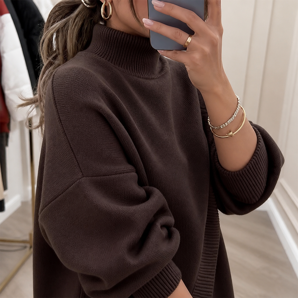 CelestiaKnit™ – Oversized Asymmetric Knit Set with Wide-Leg Pants