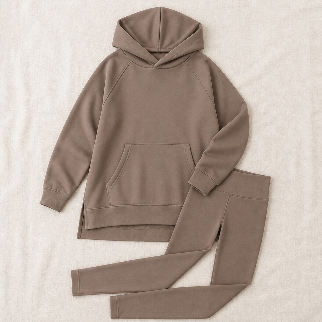 GlowFlex™ – Relaxed Hooded Tunic & High-Waist Leggings Set