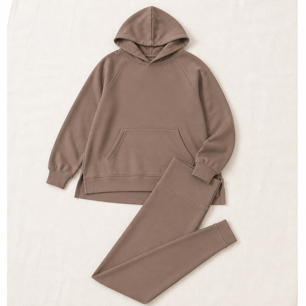 GlowFlex™ – Relaxed Hooded Tunic & High-Waist Leggings Set