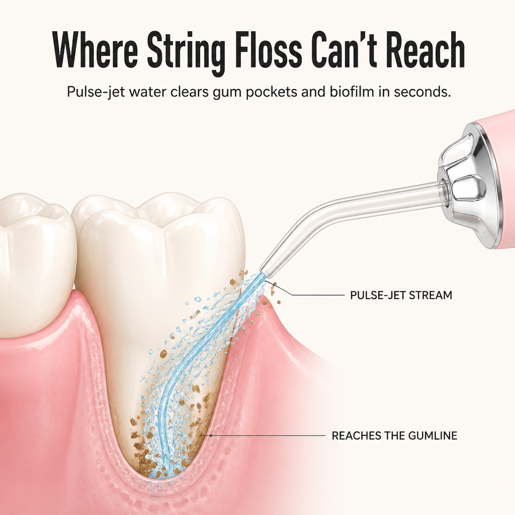 HydraPulse™ — Blast Plaque & Bleeding-Gum Buildup Between Tight Teeth In Seconds