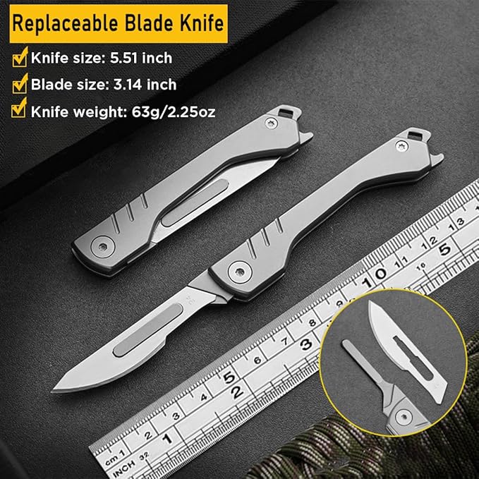 Folding Scalpel Knife with Replaceable Blades for Precision Cutting