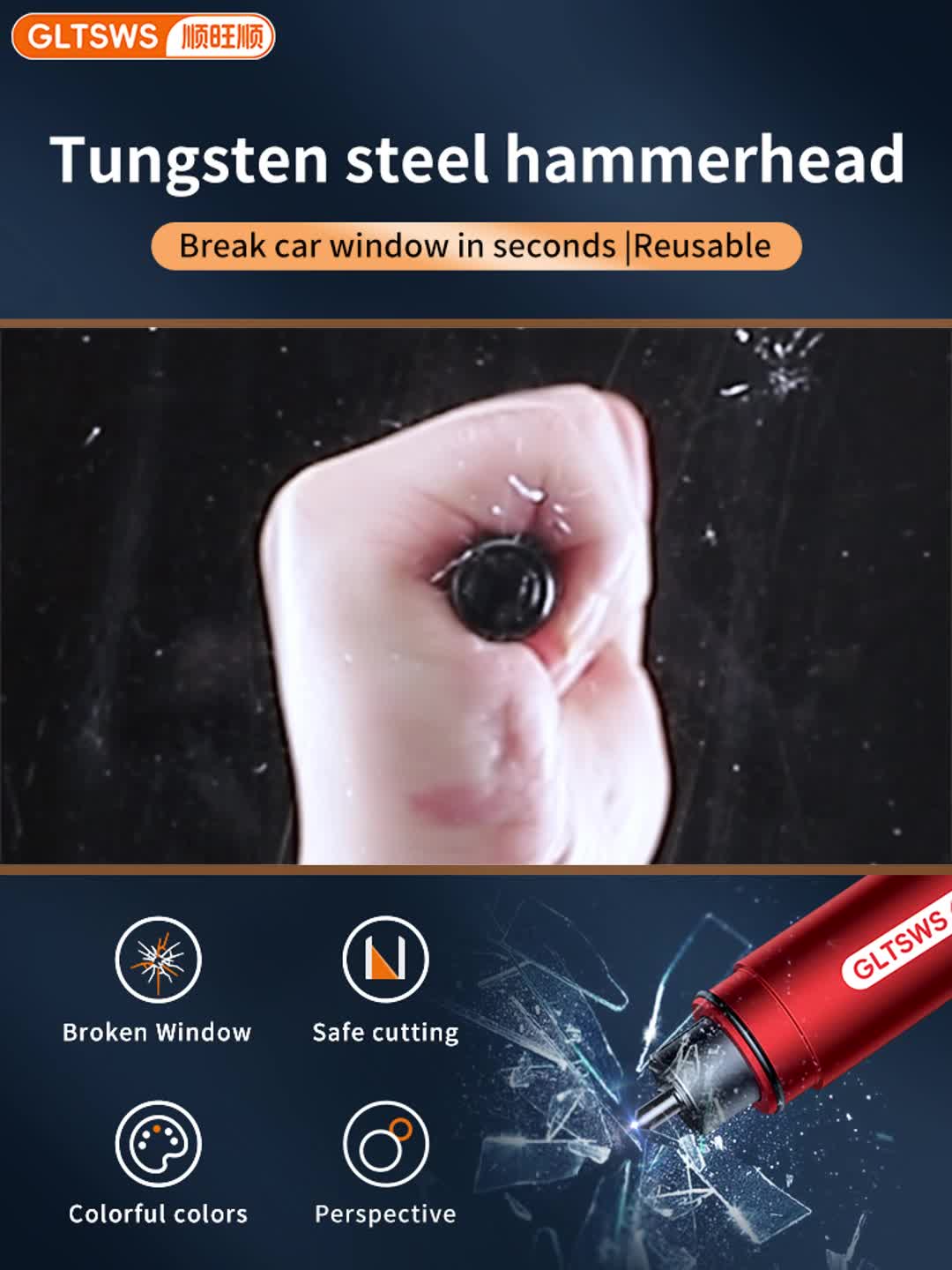 Emergency Car Rescue Hammer with Seatbelt Cutter