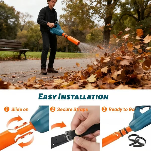 Leaf Blower Airflow Booster Attachment | Flow Amplifier | Quick Tool-Free Mount | AirJetPro
