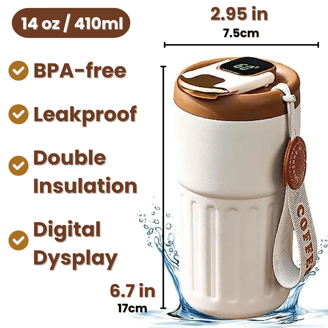 BrewKeeper™ – Insulated Coffee Mug with Real-Time LED Temperature Display