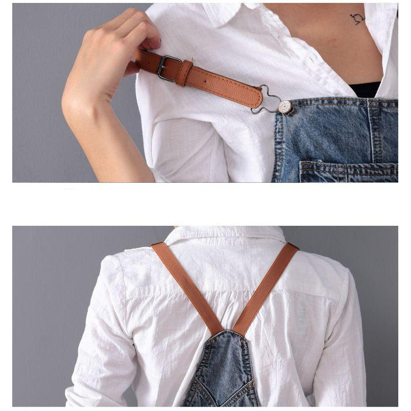 Renna™ - Ripped denim overall dress