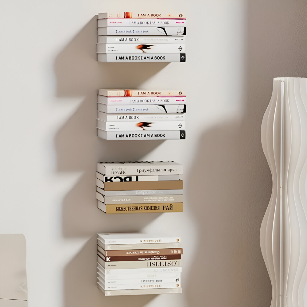 Floating Wall Shelf | Invisible Suspension Design for Books | Durable Iron Mounting Bracket | FloatShelf
