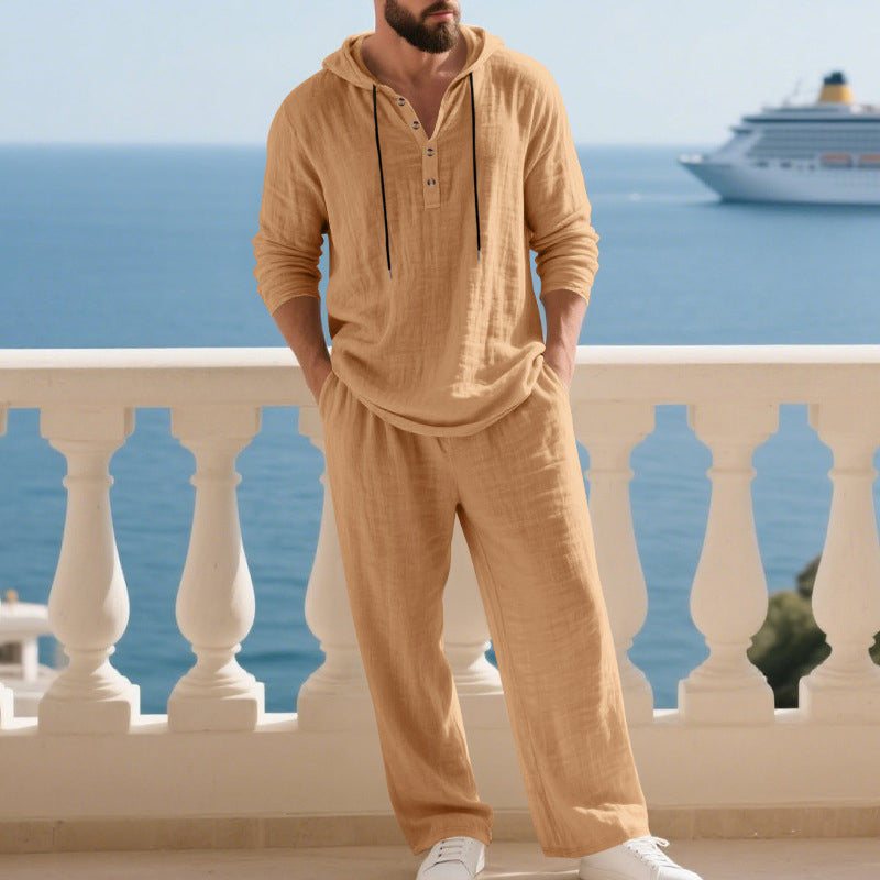 Drakescape™ – Relaxed Hooded Linen-Blend Two-Piece Set