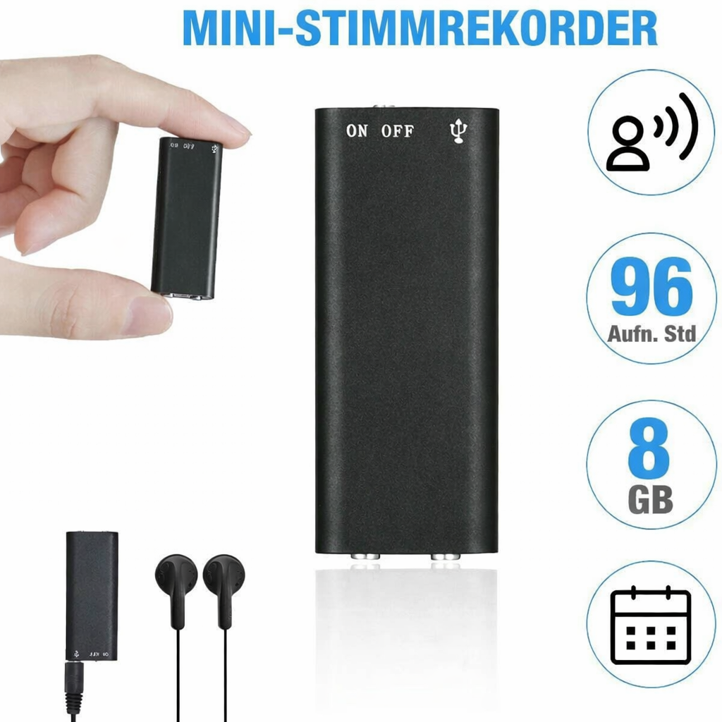 Dictation Device | Compact Audio Recorder | Single Button Recording | MicroSpy