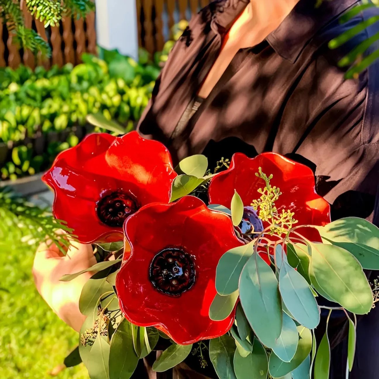 Briarcroft – Handcrafted Metal Poppy Garden Stake with Bird Bath Bowl + 50% OFF