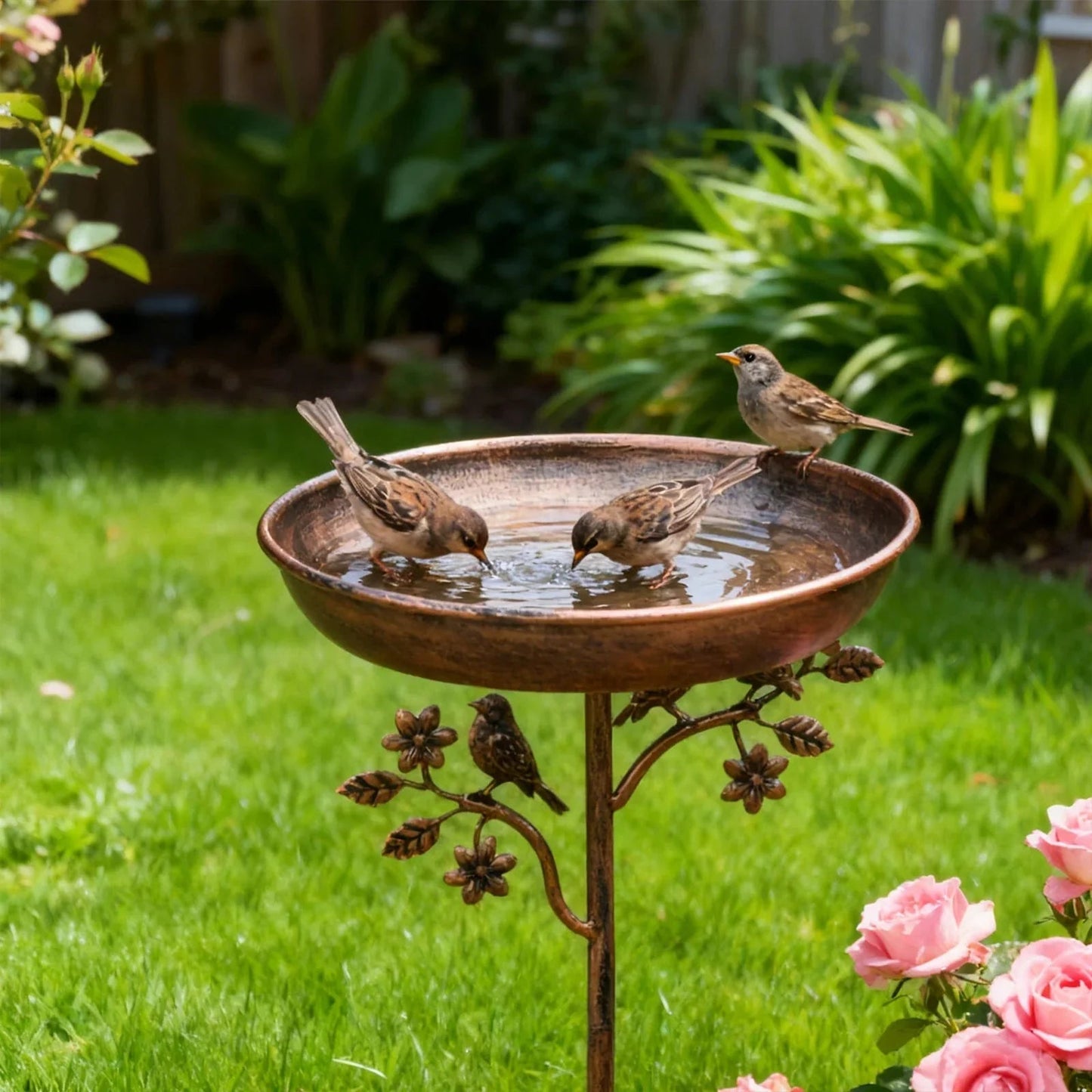 Garden Bird Water Bowl | Ornamental Basin | Secure Spike | GardenShine