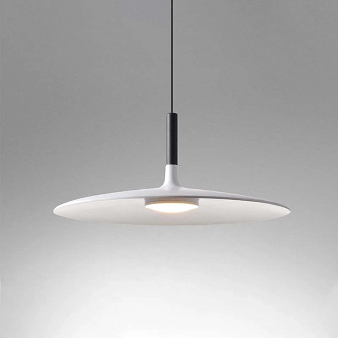 Contemporary White Metal Hanging Lamp – LED, Height Adjustable