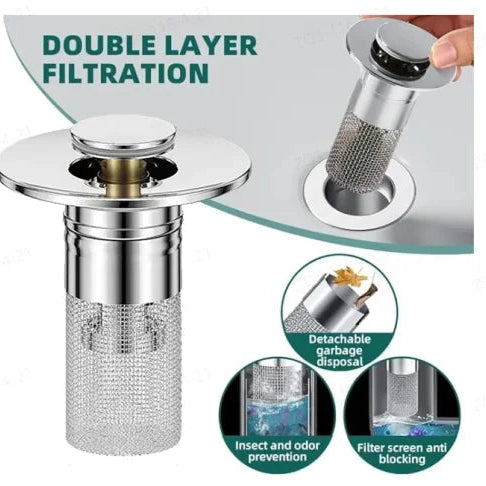 FlowGuard Stainless Steel Sink Drain Filter for Kitchen and Bathroom