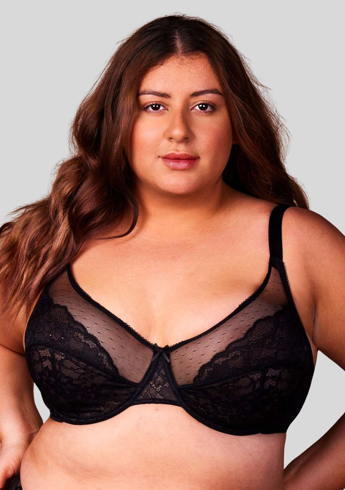 CurveLuxe — Lace Support Bra with Adjustable Straps