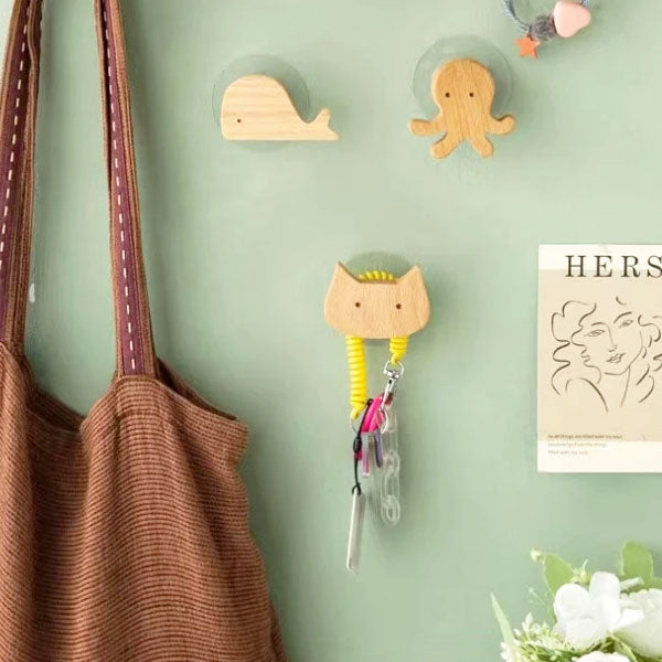NordicPals - Wooden Animal Wall Hooks Set