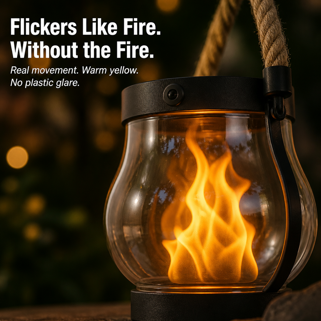 LumaFyre™ — Light Your Patio All Night on Solar, No Wires or Wax
