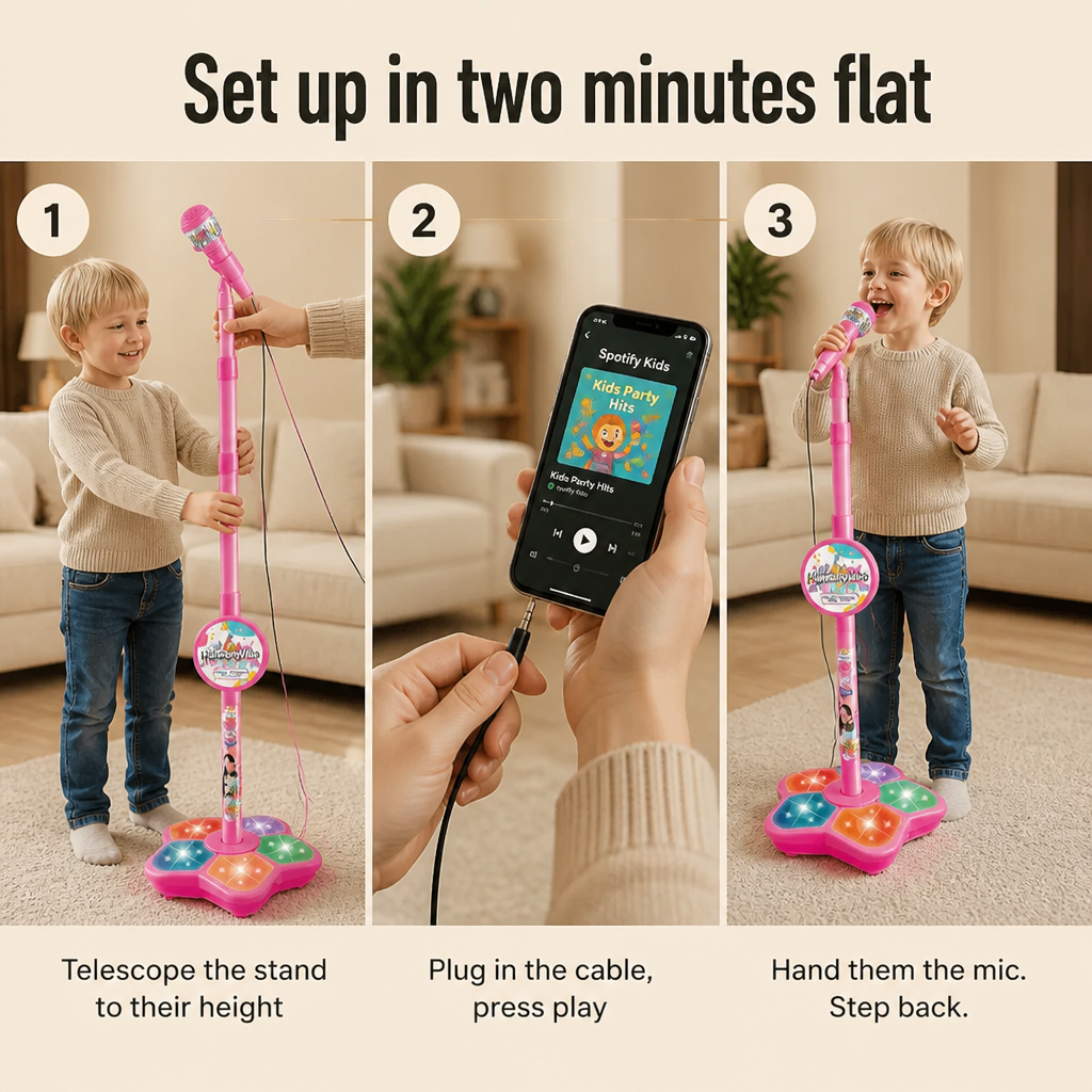 HarmonyVibe™ — Trade the Hairbrush Mic for a Real Performer's Stand | Pink, Blue, Black