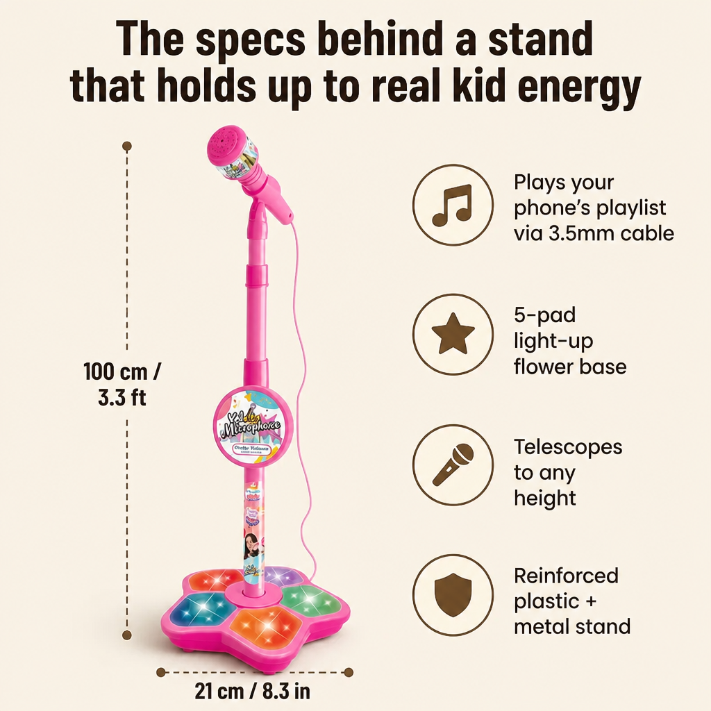 HarmonyVibe™ — Trade the Hairbrush Mic for a Real Performer's Stand | Pink, Blue, Black