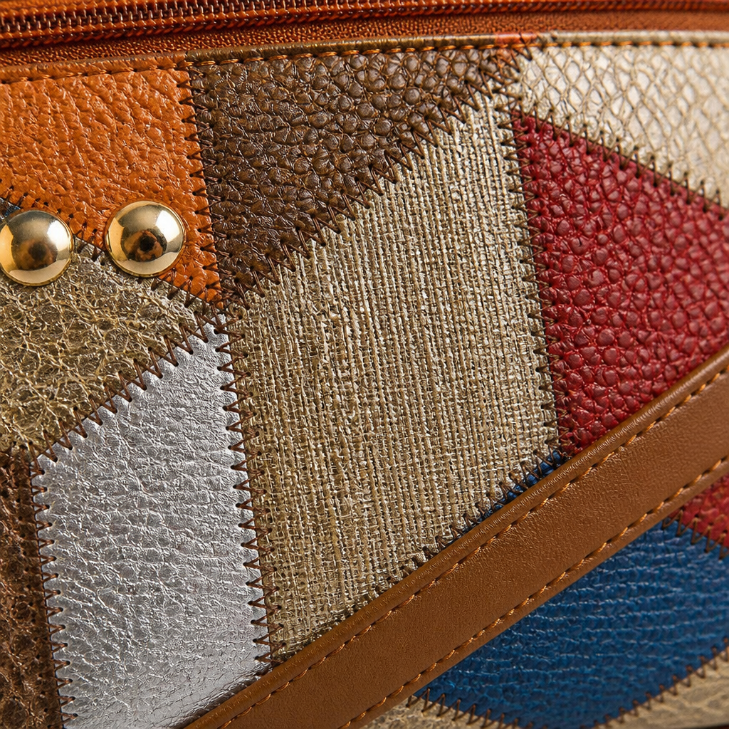 Mosaica™ – Vintage Geometric Patchwork Shoulder Bag with Adjustable Strap