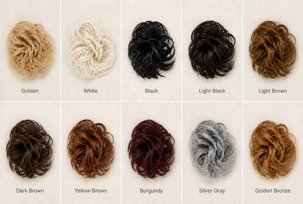 LuxeTwist™ – Voluminous Messy Bun Hair Scrunchie with Heat-Safe Synthetic Strands