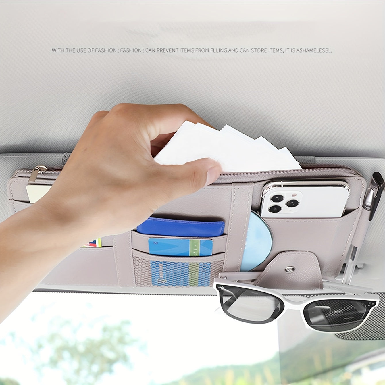 Car Visor Organizer Made of PU Leather