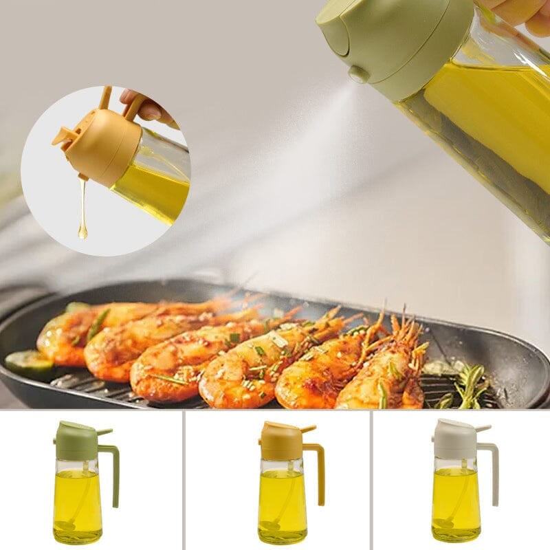 Dual-Function Glass Oil Dispenser and Sprayer for Kitchen Applications