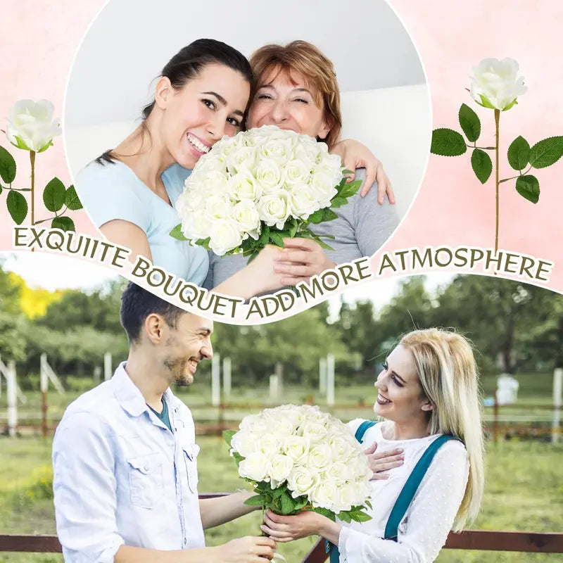 48 Realistic Silk Flower Bouquet for Home & Wedding Decor