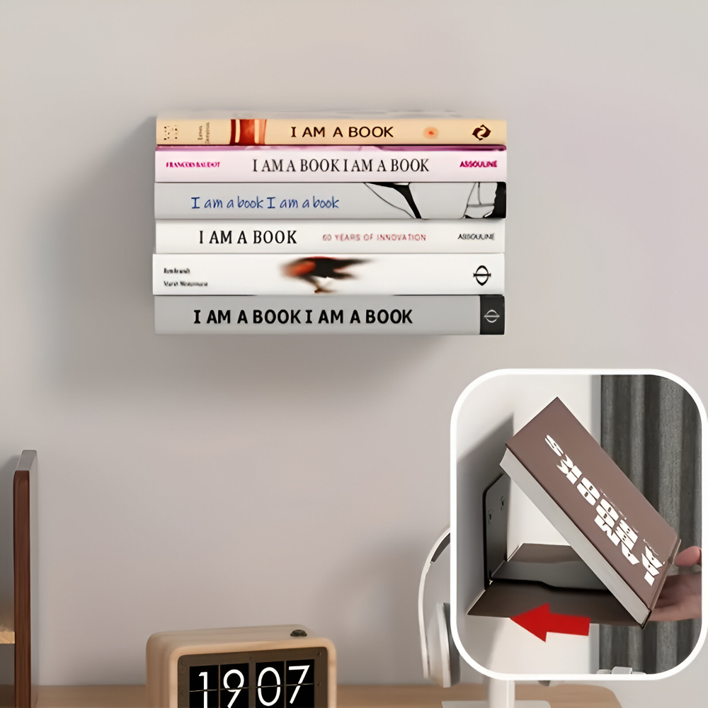 Floating Wall Shelf | Invisible Suspension Design for Books | Durable Iron Mounting Bracket | FloatShelf