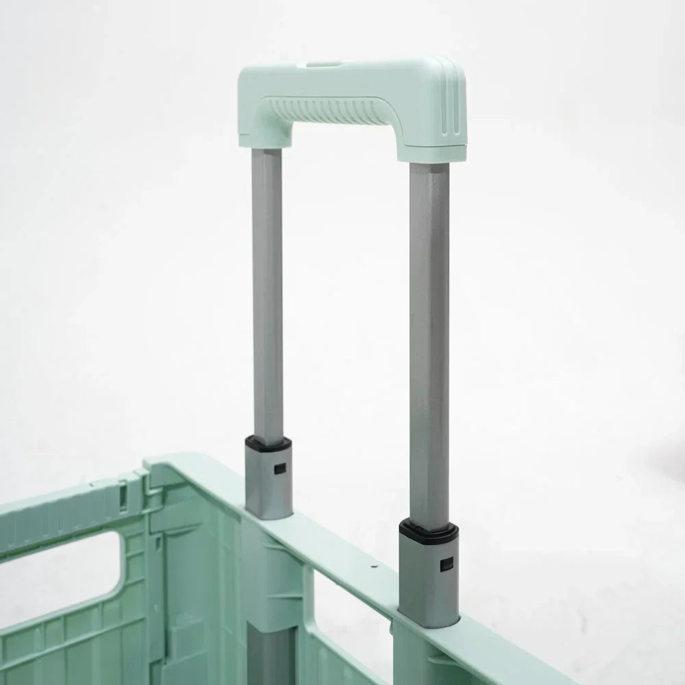 Folding Storage Bin on Wheels for Stairs or Smooth Surfaces