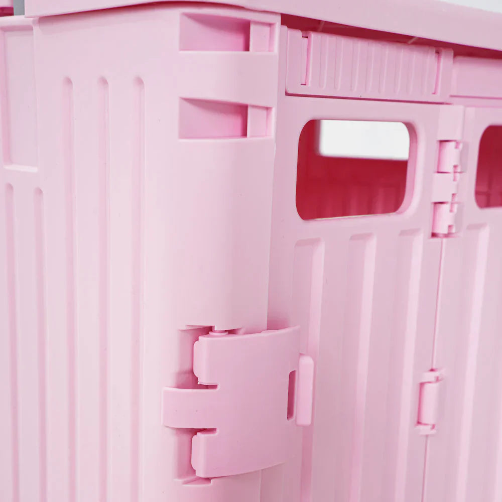 Folding Storage Bin on Wheels for Stairs or Smooth Surfaces