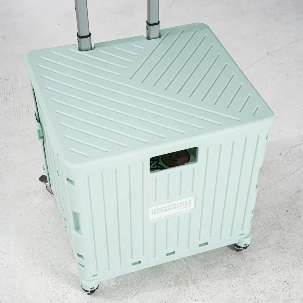 Folding Storage Bin on Wheels for Stairs or Smooth Surfaces