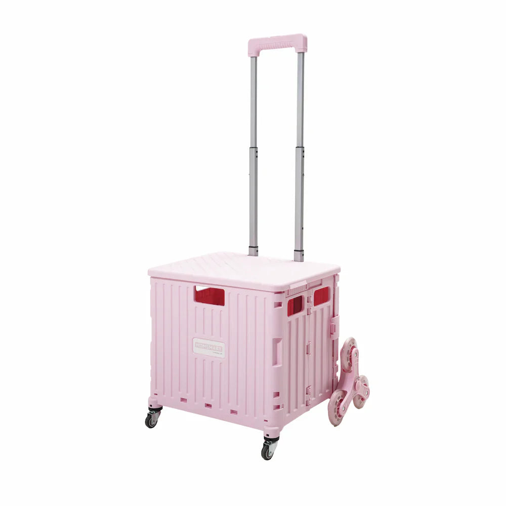 Folding Storage Bin on Wheels for Stairs or Smooth Surfaces