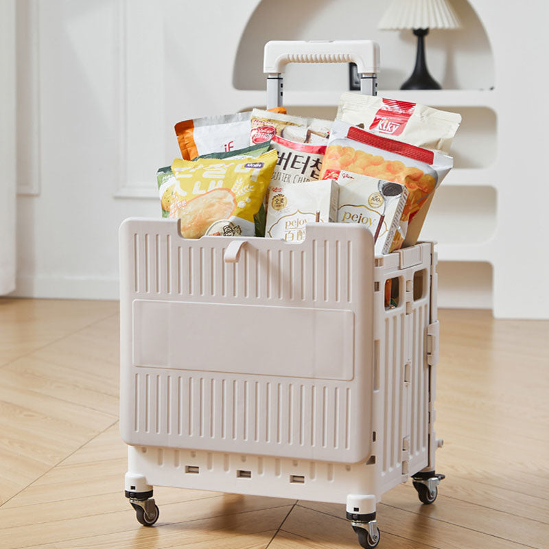 Folding Storage Bin on Wheels for Stairs or Smooth Surfaces