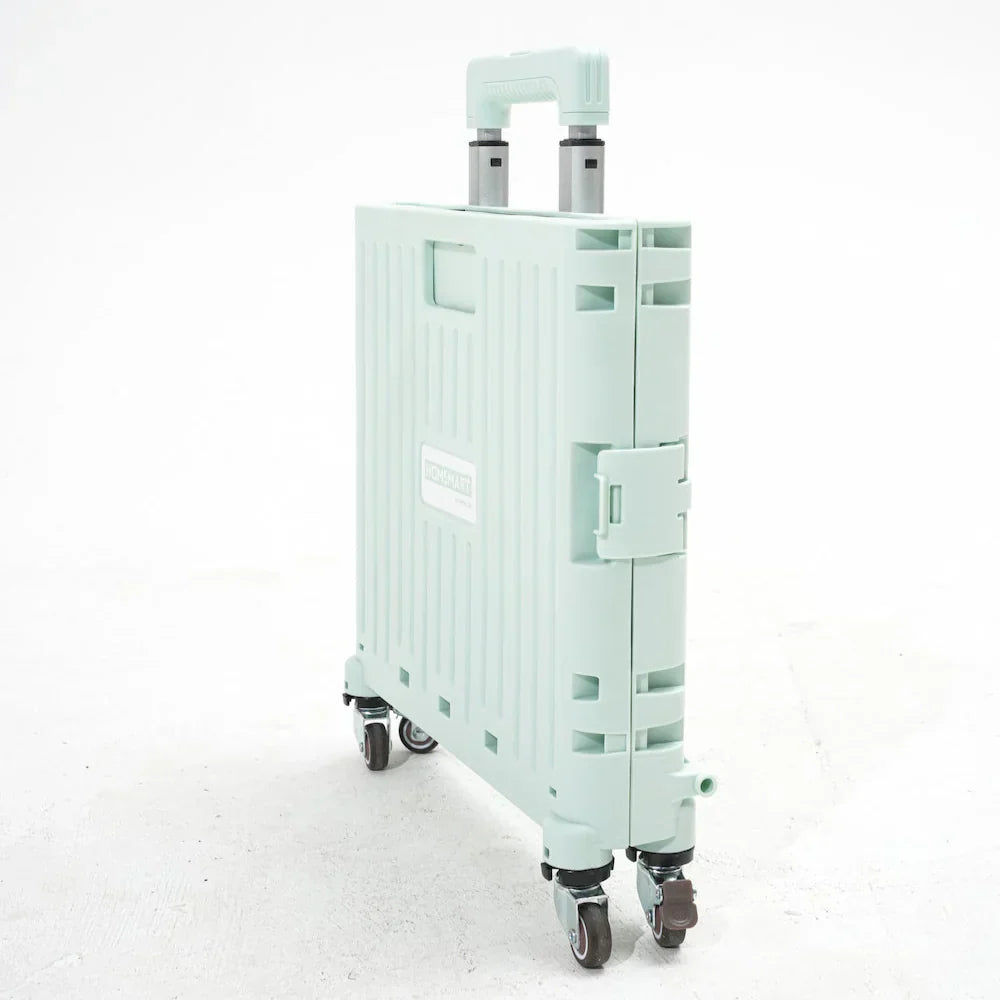 Folding Storage Bin on Wheels for Stairs or Smooth Surfaces
