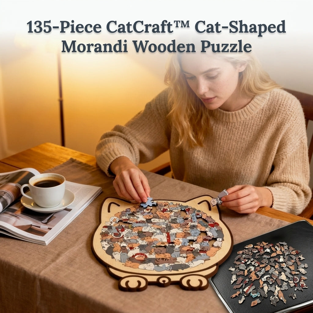 Premium Wooden Cat Puzzle for Mindful Relaxation