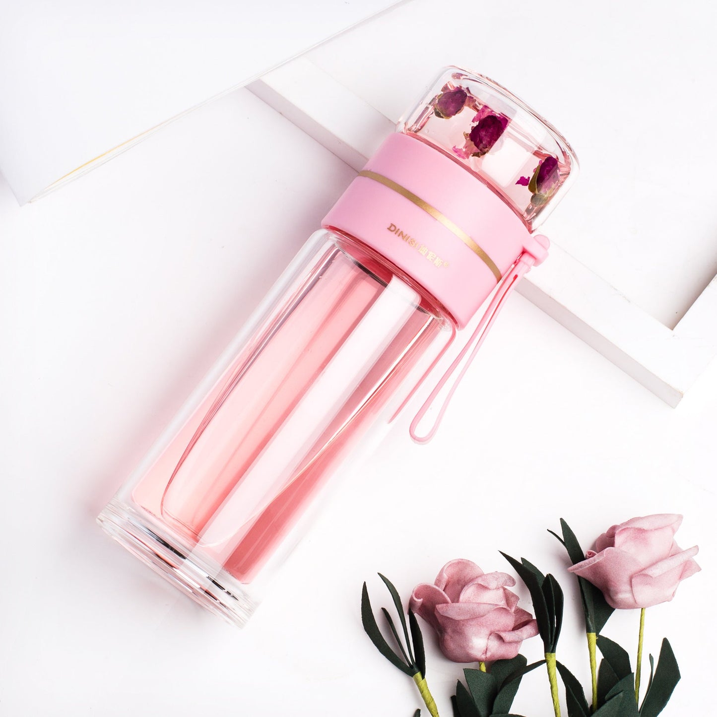 Insulated Reusable Water Bottle with Built-in Tea Infuser for Hot & Cold Beverages