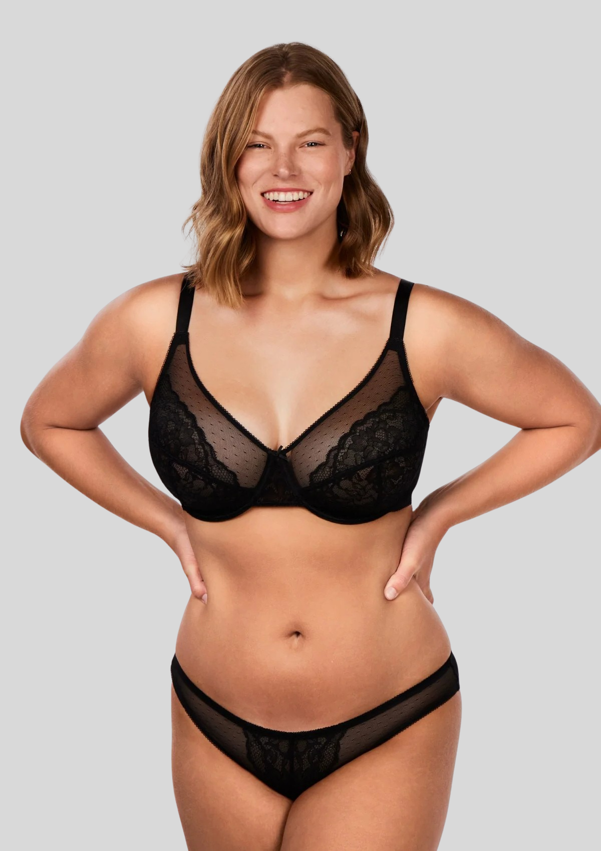 CurveLuxe — Lace Support Bra with Adjustable Straps